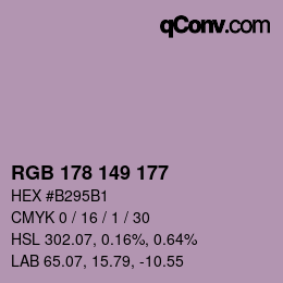 Código de color: RGB 178 149 177 | qconv.com