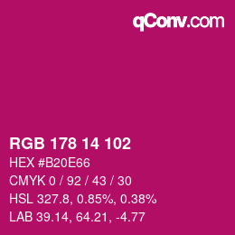 カラーコード: RGB 178 14 102 | qconv.com