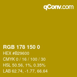 Color code: RGB 178 150 0 | qconv.com