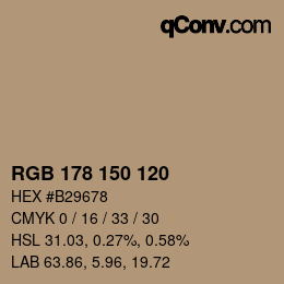 カラーコード: RGB 178 150 120 | qconv.com