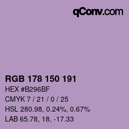 Farbcode: RGB 178 150 191 | qconv.com