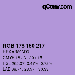 カラーコード: RGB 178 150 217 | qconv.com