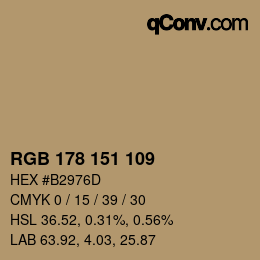 颜色代码: RGB 178 151 109 | qconv.com