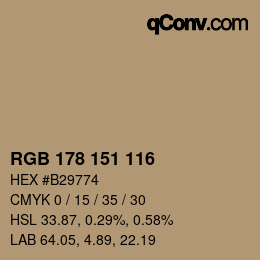 Color code: RGB 178 151 116 | qconv.com