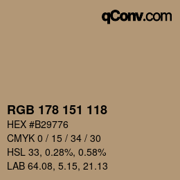 カラーコード: RGB 178 151 118 | qconv.com