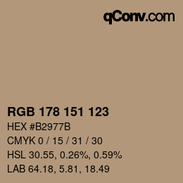 Código de color: RGB 178 151 123 | qconv.com