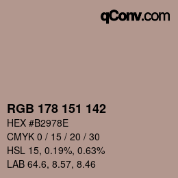Color code: RGB 178 151 142 | qconv.com