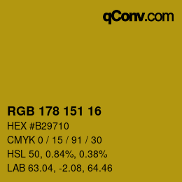 Código de color: RGB 178 151 16 | qconv.com