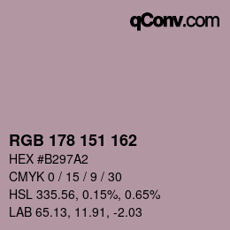カラーコード: RGB 178 151 162 | qconv.com