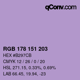 Color code: RGB 178 151 203 | qconv.com