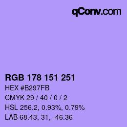 Color code: RGB 178 151 251 | qconv.com