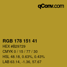 Color code: RGB 178 151 41 | qconv.com