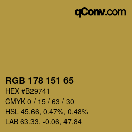 Color code: RGB 178 151 65 | qconv.com