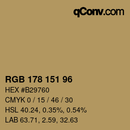 Color code: RGB 178 151 96 | qconv.com