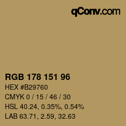 カラーコード: RGB 178 151 96 | qconv.com