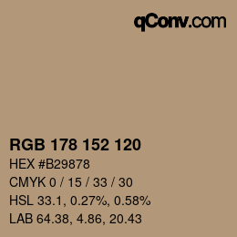 颜色代码: RGB 178 152 120 | qconv.com