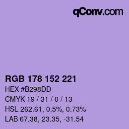 颜色代码: RGB 178 152 221 | qconv.com