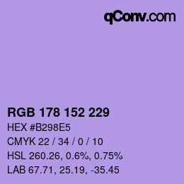 カラーコード: RGB 178 152 229 | qconv.com