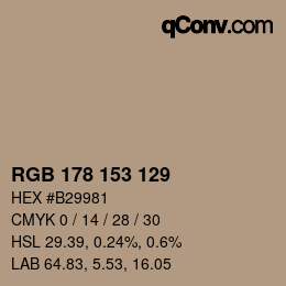 Color code: RGB 178 153 129 | qconv.com