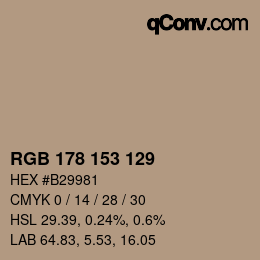 カラーコード: RGB 178 153 129 | qconv.com