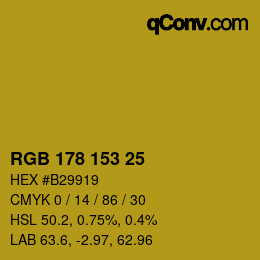 Color code: RGB 178 153 25 | qconv.com