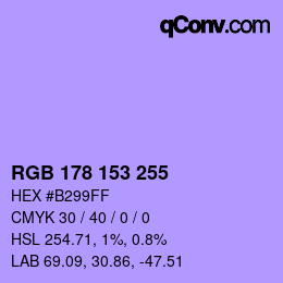 Color code: RGB 178 153 255 | qconv.com