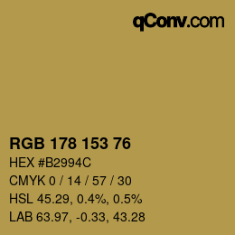 Color code: RGB 178 153 76 | qconv.com