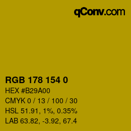 Color code: RGB 178 154 0 | qconv.com