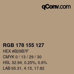 カラーコード: RGB 178 155 127 | qconv.com