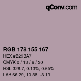 カラーコード: RGB 178 155 167 | qconv.com