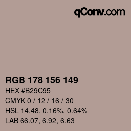 カラーコード: RGB 178 156 149 | qconv.com
