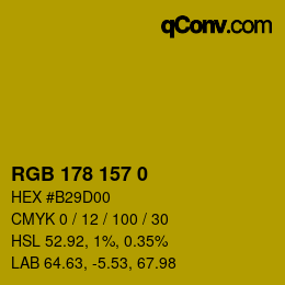 Color code: RGB 178 157 0 | qconv.com