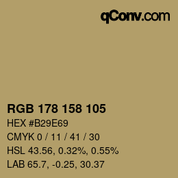 カラーコード: RGB 178 158 105 | qconv.com