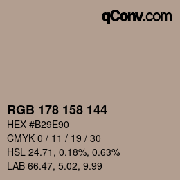 颜色代码: RGB 178 158 144 | qconv.com
