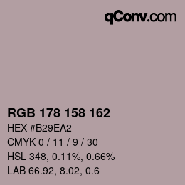 カラーコード: RGB 178 158 162 | qconv.com