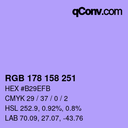 Color code: RGB 178 158 251 | qconv.com