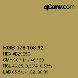 カラーコード: RGB 178 158 92 | qconv.com