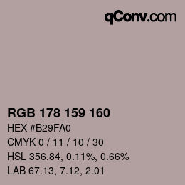 Farbcode: RGB 178 159 160 | qconv.com