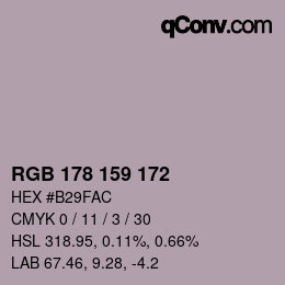 カラーコード: RGB 178 159 172 | qconv.com