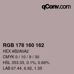 颜色代码: RGB 178 160 162 | qconv.com