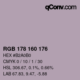 颜色代码: RGB 178 160 176 | qconv.com