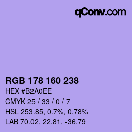 Color code: RGB 178 160 238 | qconv.com