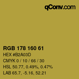 Color code: RGB 178 160 61 | qconv.com