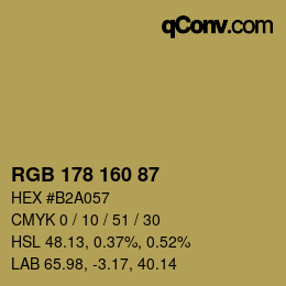 Farbcode: RGB 178 160 87 | qconv.com