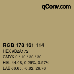 Color code: RGB 178 161 114 | qconv.com