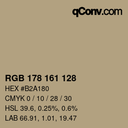 Code couleur: RGB 178 161 128 | qconv.com