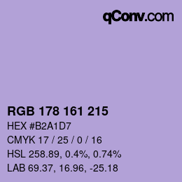 Color code: RGB 178 161 215 | qconv.com
