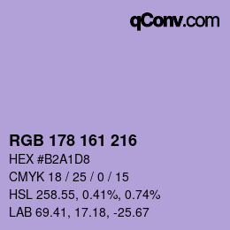 Color code: RGB 178 161 216 | qconv.com