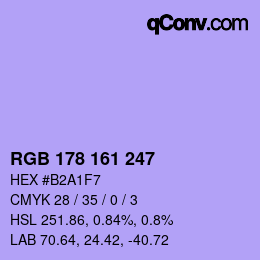 Farbcode: RGB 178 161 247 | qconv.com
