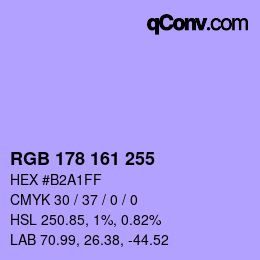 Color code: RGB 178 161 255 | qconv.com